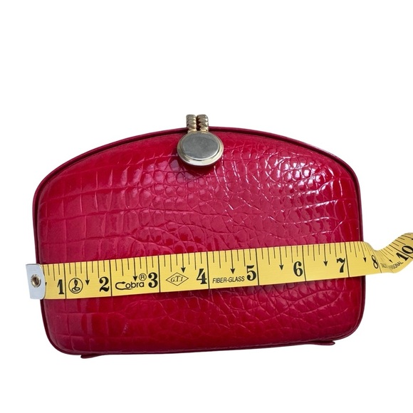 Red Faux Croc Clutch with Shoulder Strap Purse Vintage Y2K - Picture 11 of 11